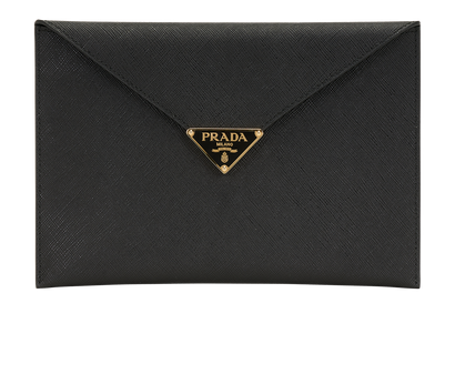 Envelope Clutch, &pound;375, Handbags, Black, Leather, Front view
